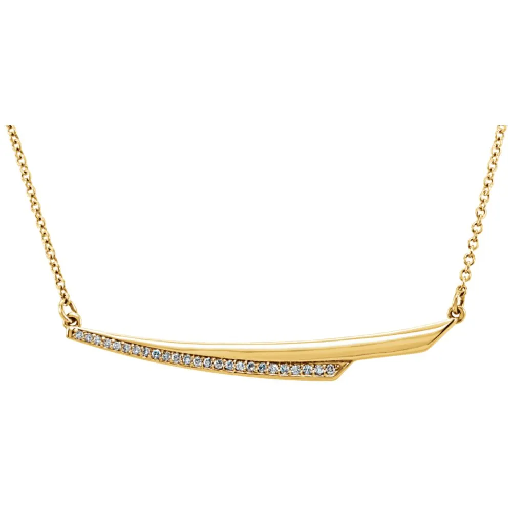 .08 Ctw Diamond Freeform Bar Necklace in 14k Yellow Gold, 17.5 Inch