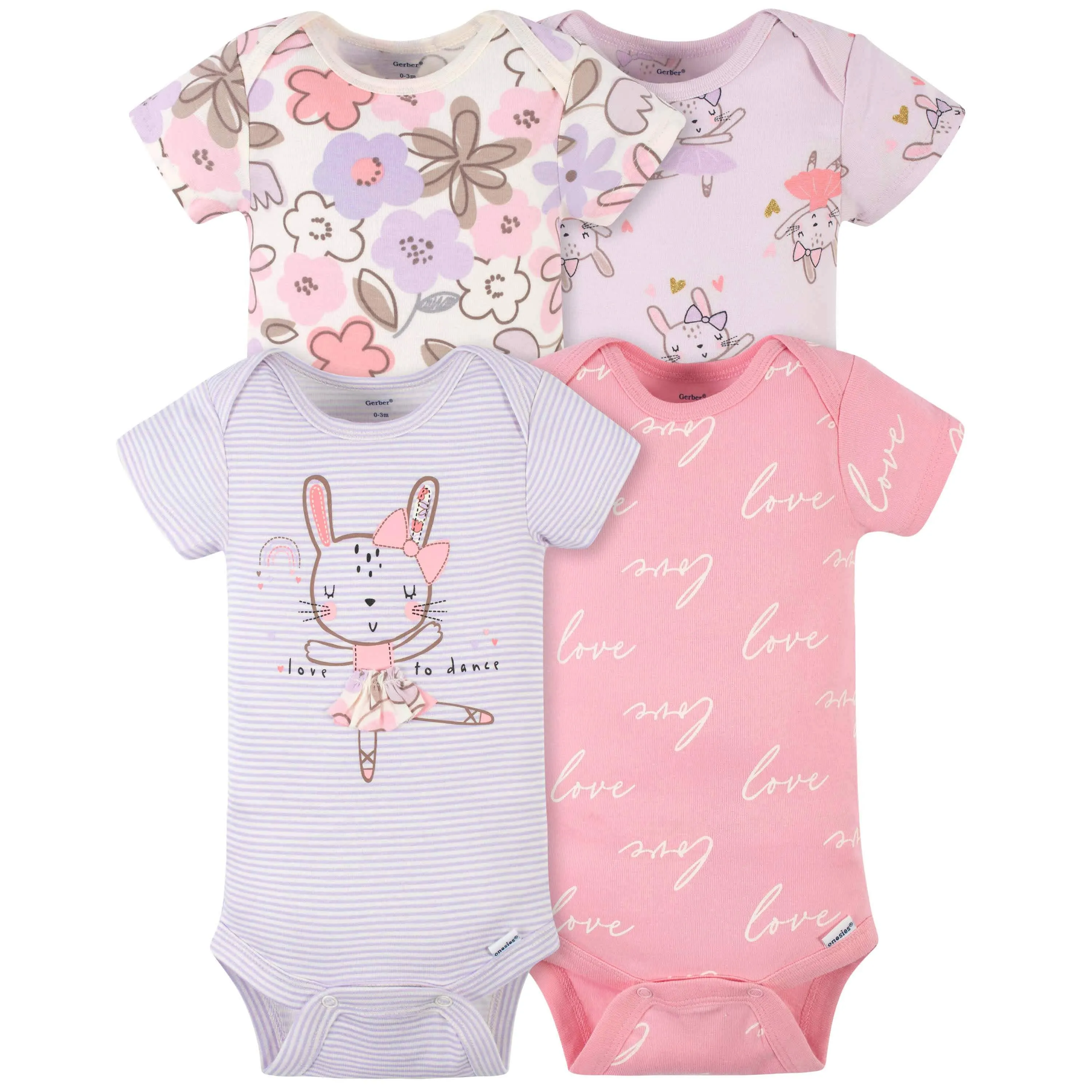 18-Piece Baby Girls Bunny Ballerina Onesies Bodysuit, Mitten, Cap, & Sock Set