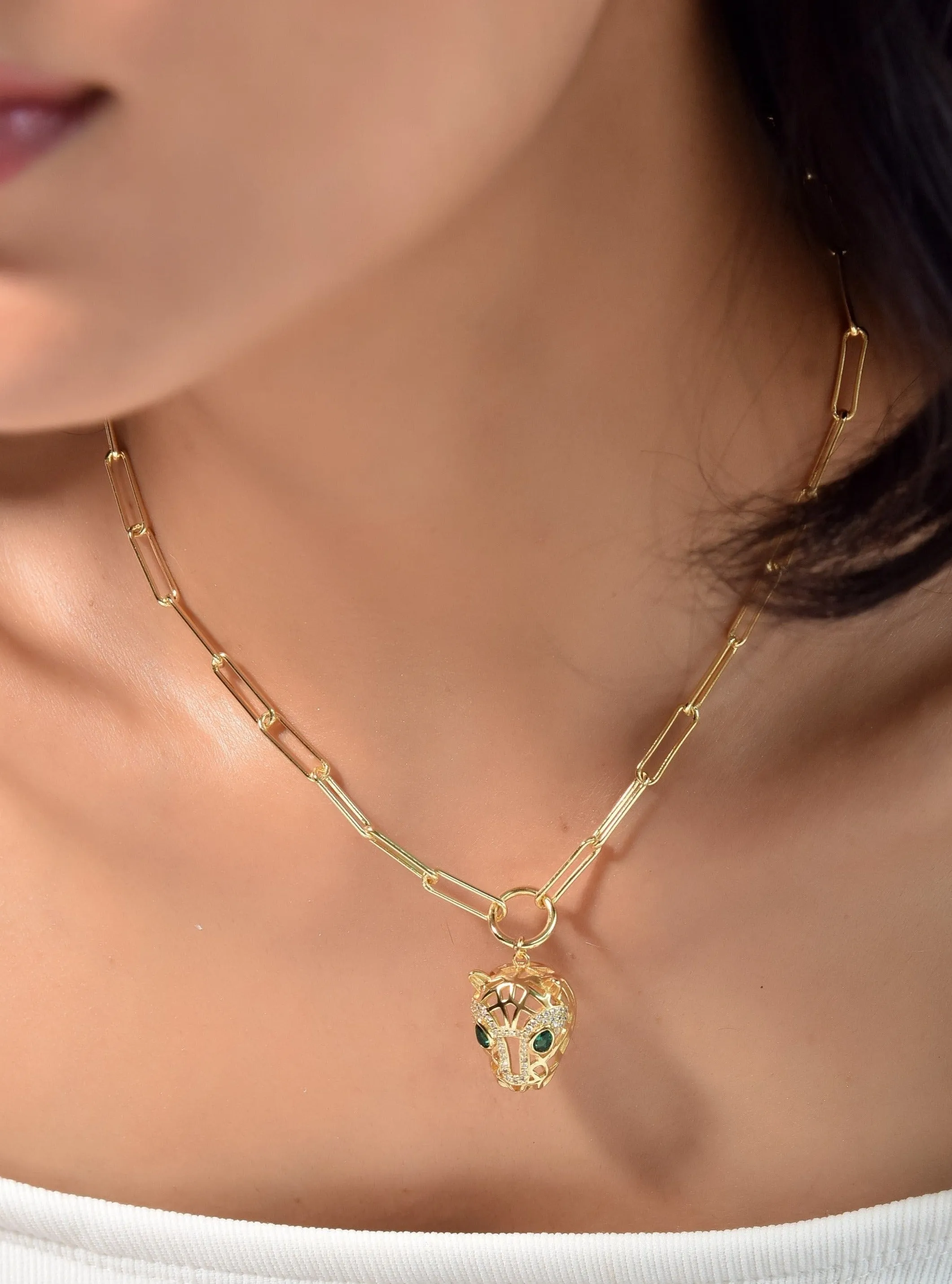 18K Gold Plated Panther Necklace By Klissaa