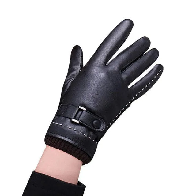 1Pair  Elegant Gloves Womens Screen PU Leather Gloves For  Warm Gloves Mitten Women Gloves Female GS