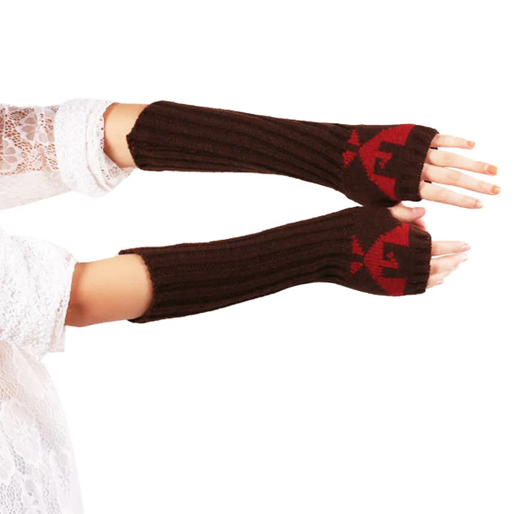 4 Colors Knitted Fringe Warm Long fingerless Gloves Feida