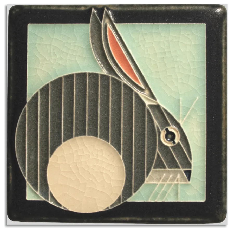 4x4 Hare Tile (Charley Harper) by Motawi Tileworks