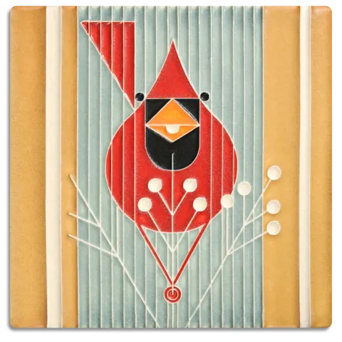 6x6 Autumn Edibles Tile (Charley Harper) by Motawi Tileworks