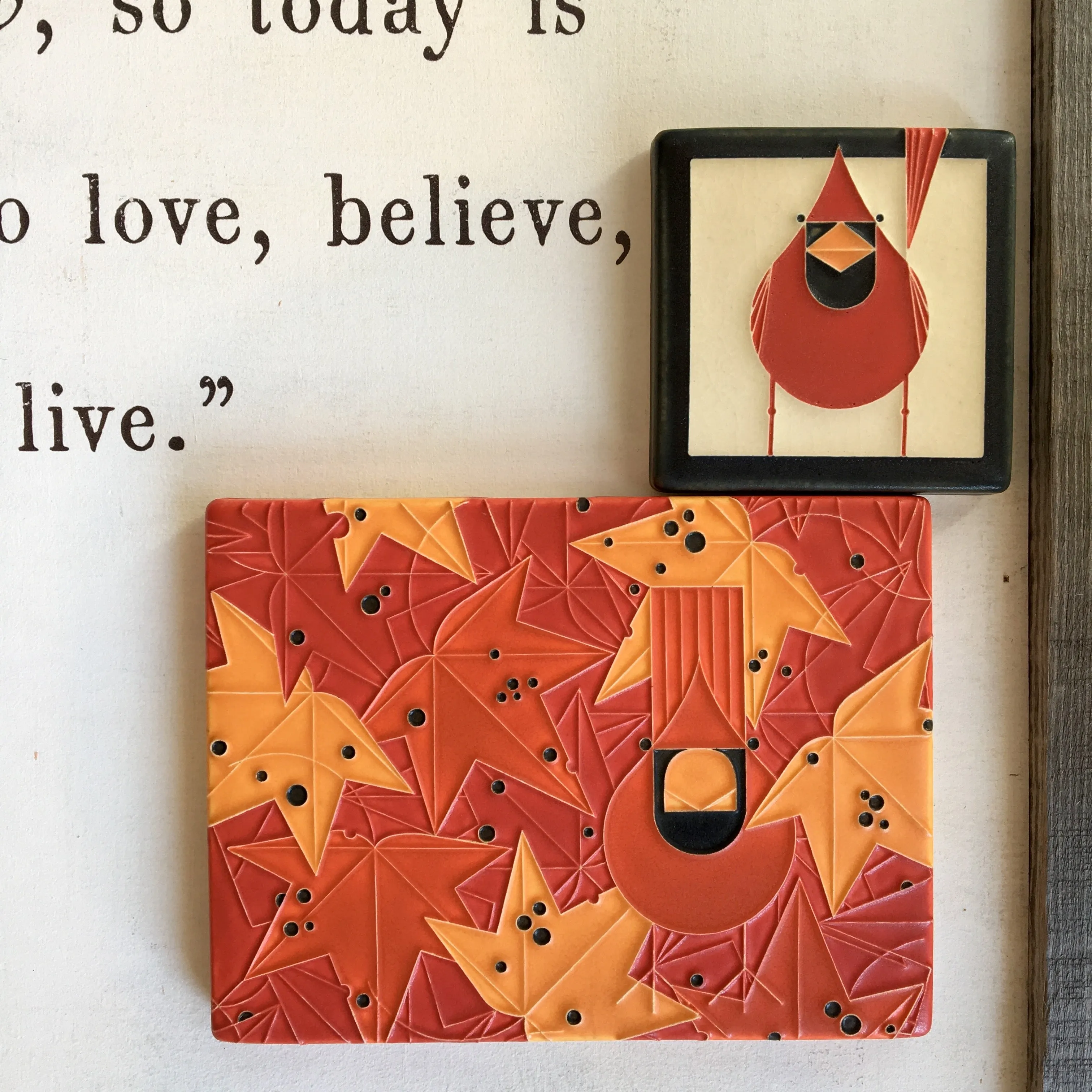 8x6 Under the Sweetgum Tile (Charley Harper) by Motawi Tileworks