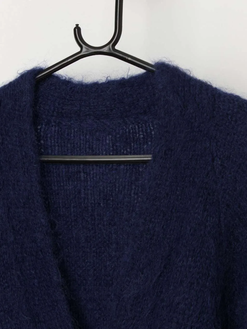 90s vintage handknitted blue longline cardigan with pockets – Small / Medium