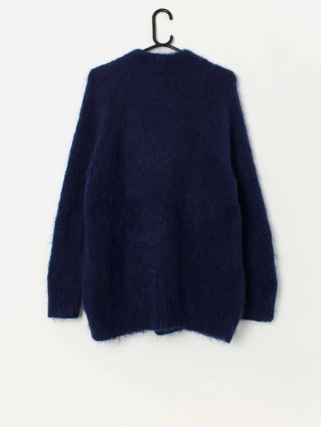 90s vintage handknitted blue longline cardigan with pockets – Small / Medium