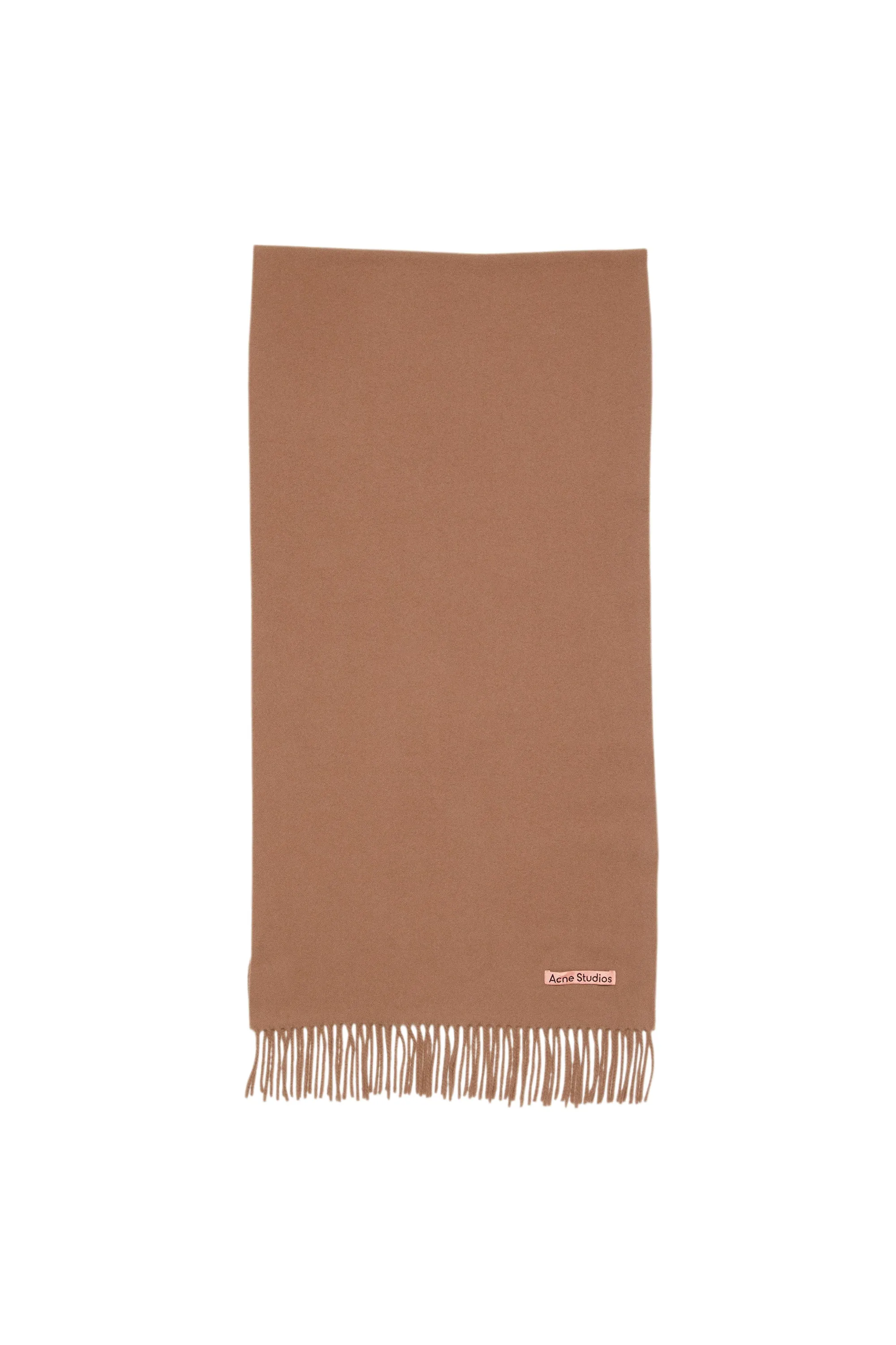 Acne Studios Fringe Wool Scarf – Narrow (Camel Brown)