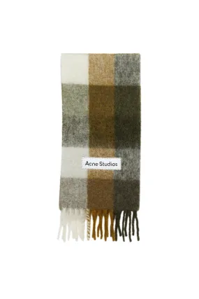 Acne Studios Mohair Checked Scarf (Taupe/Green/Black)