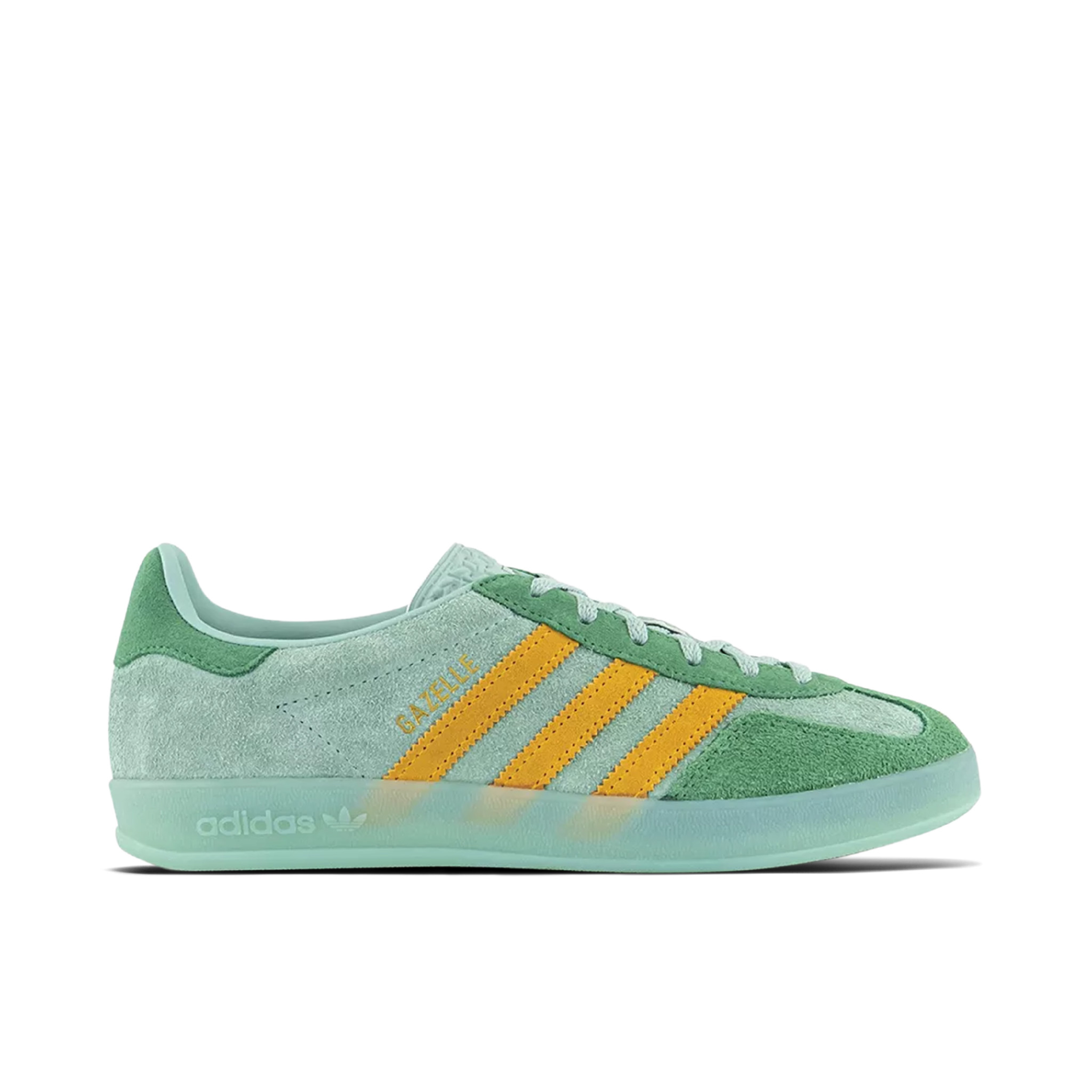 Adidas Gazelle Indoor Hazy Green Crew Yellow Womens | IG6783 | Laced