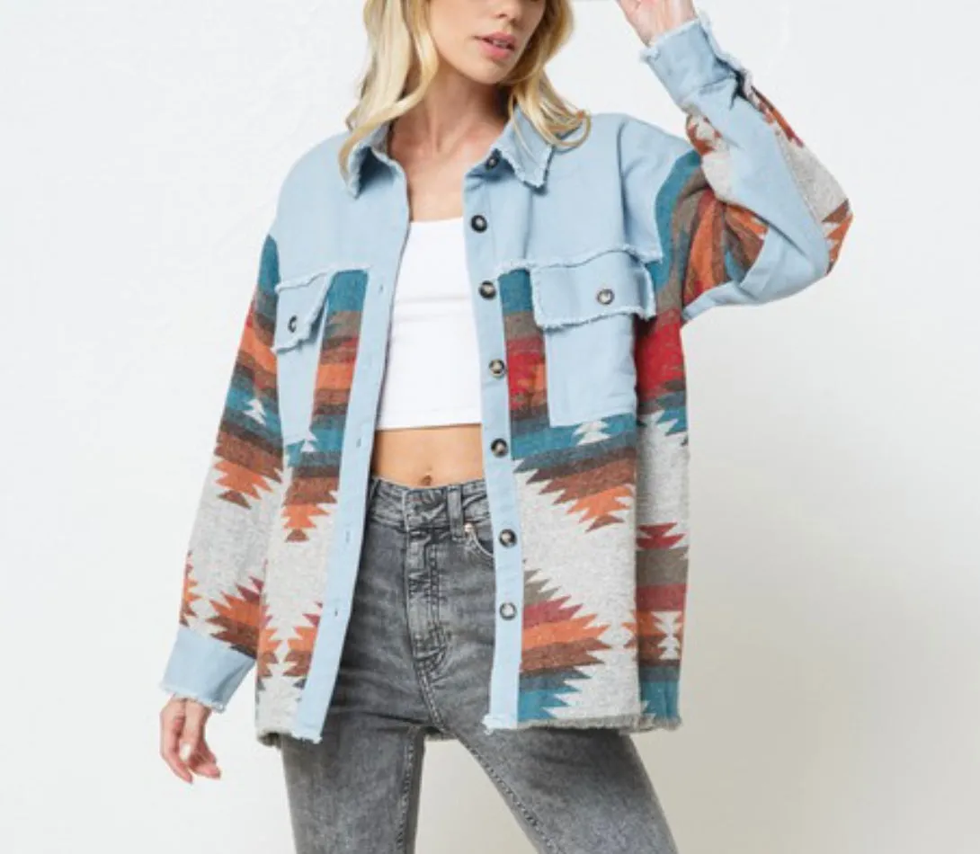 Aztec denim Jacket (oversized)