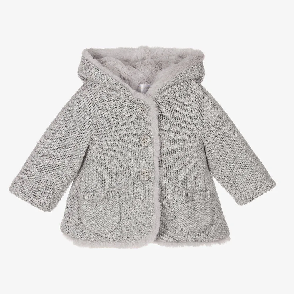 Baby Girls Grey Knitted Coat