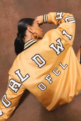 Back Print Satin Bomber Jacket