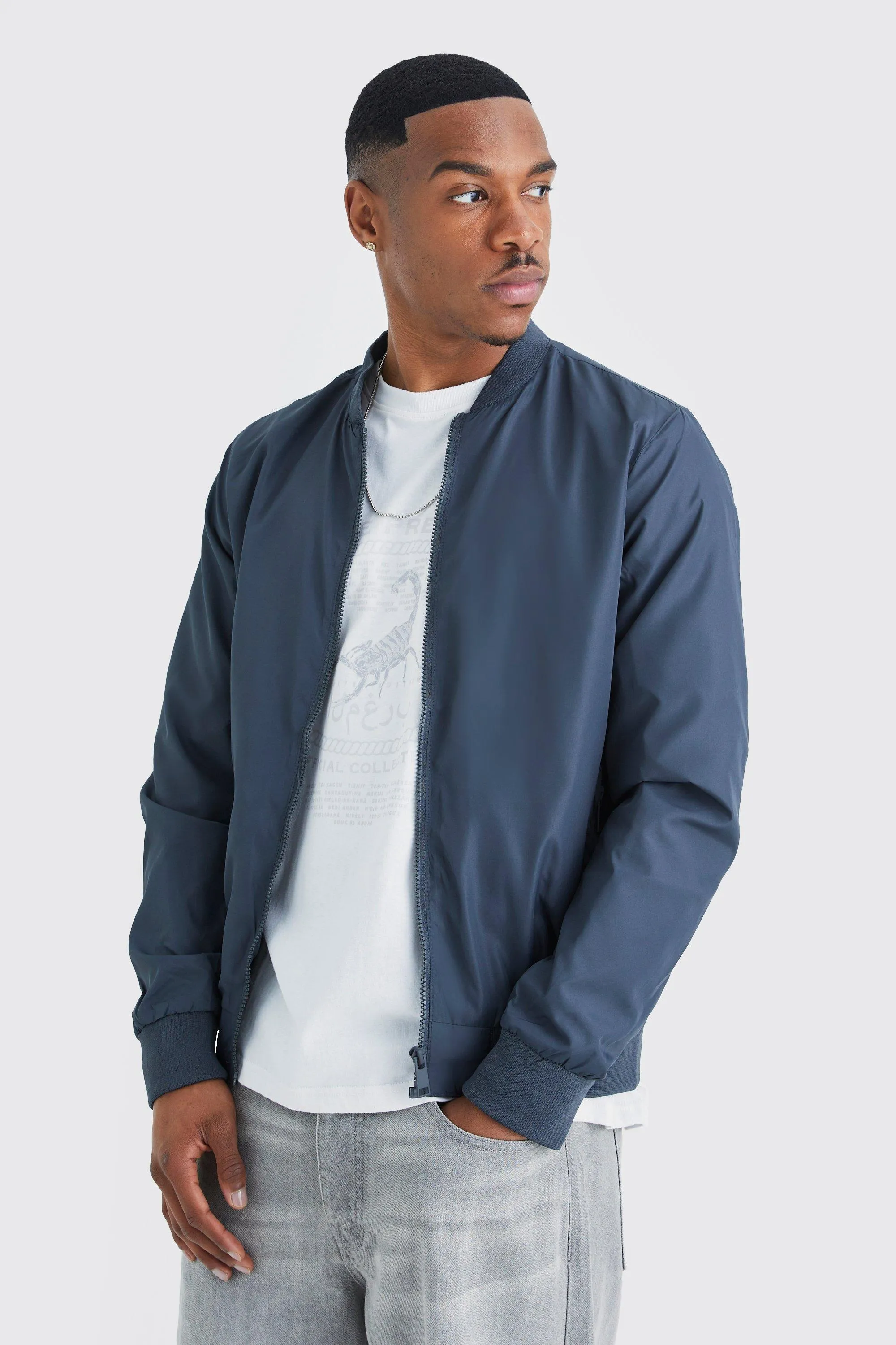 Basic Nylon Bomber Jacket