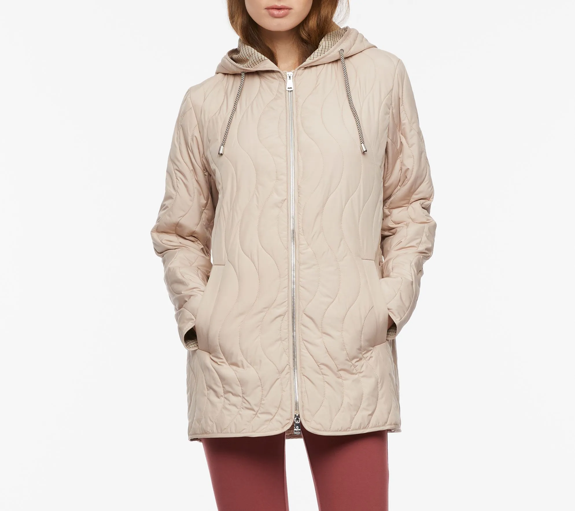 Bernardo Wave Quilted Swing Coat