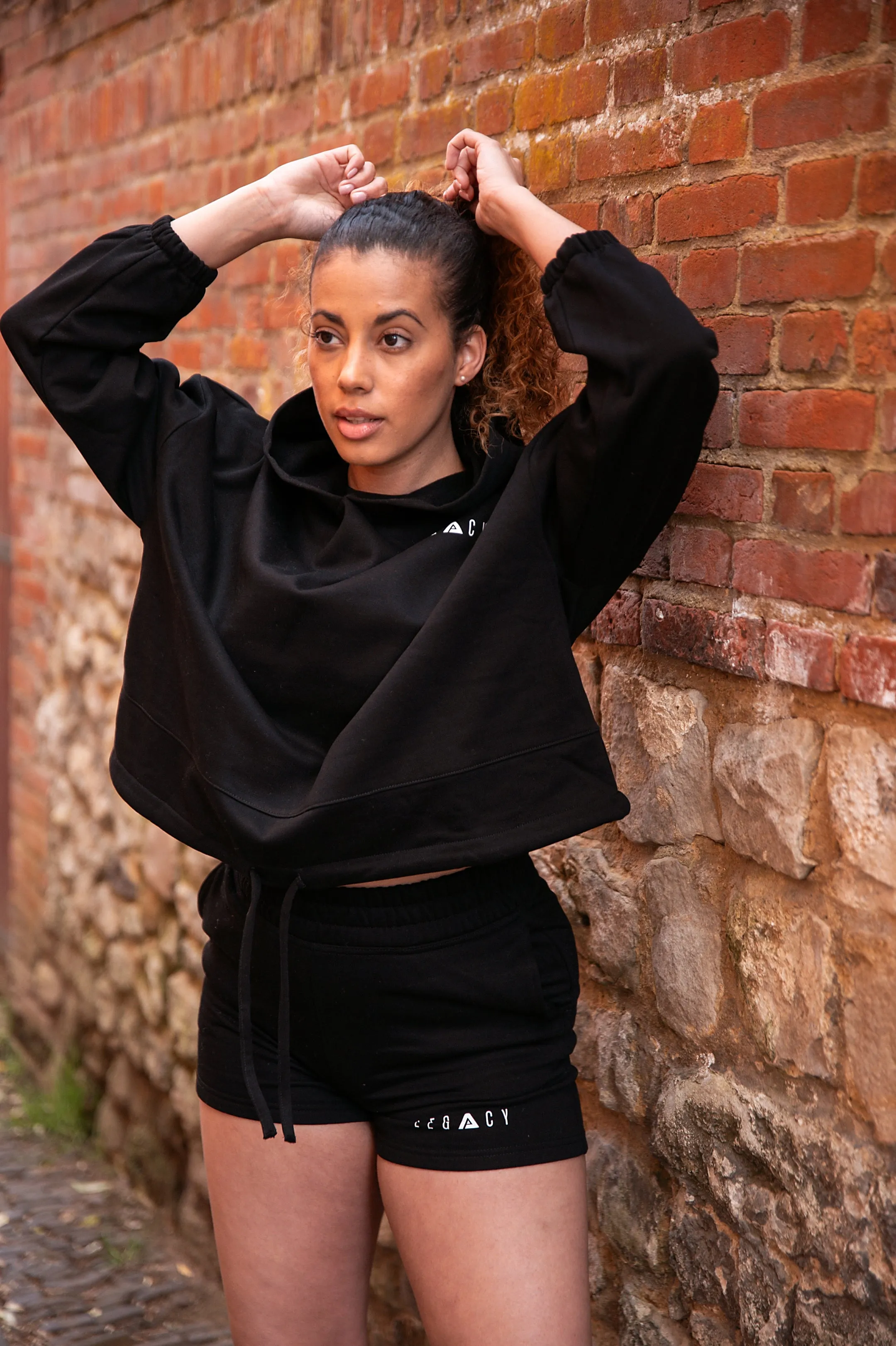 Better Never Stops Cropped Oversized Hoodie Black