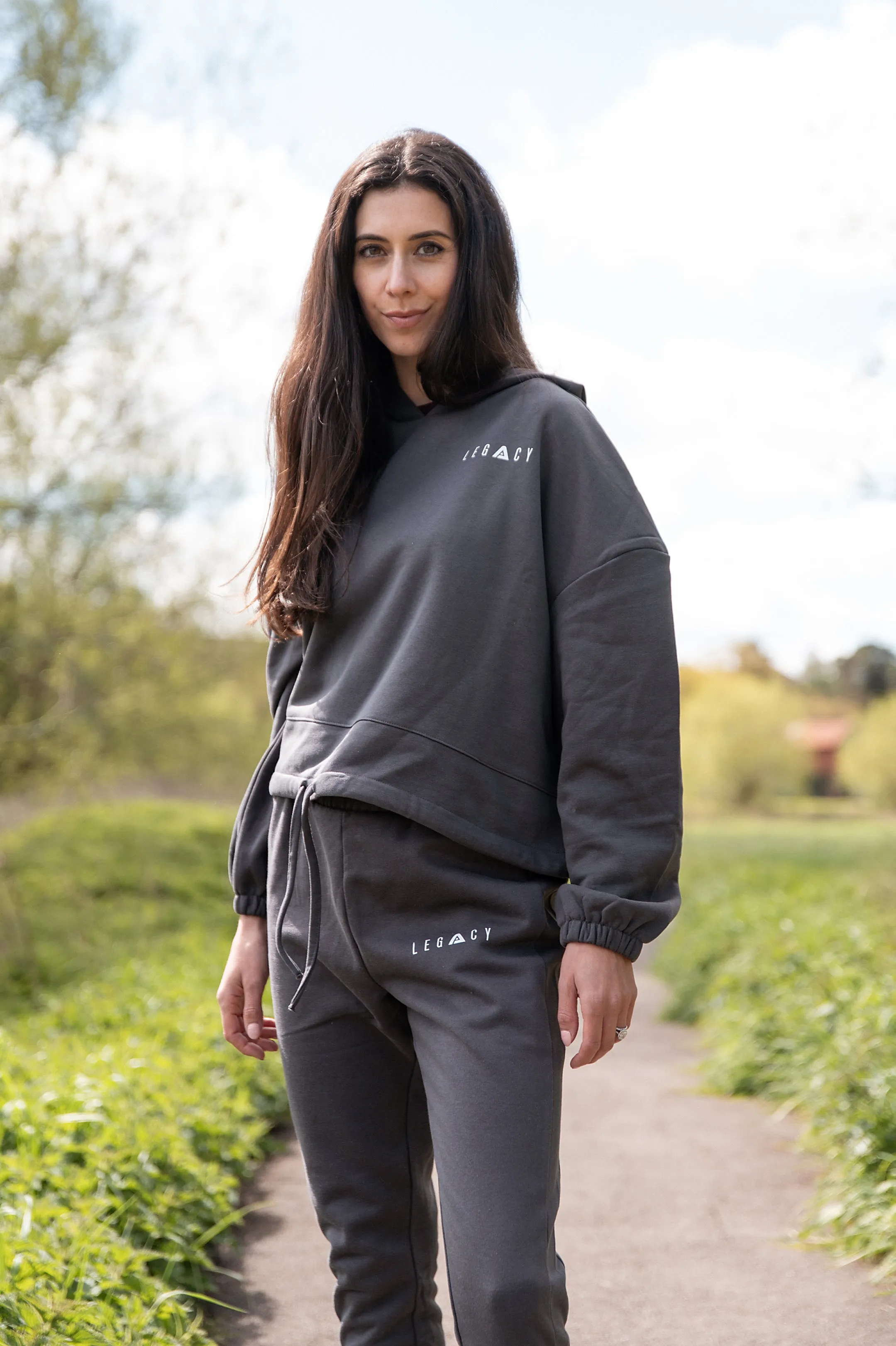 Better Never Stops Cropped Oversized Hoodie Graphite