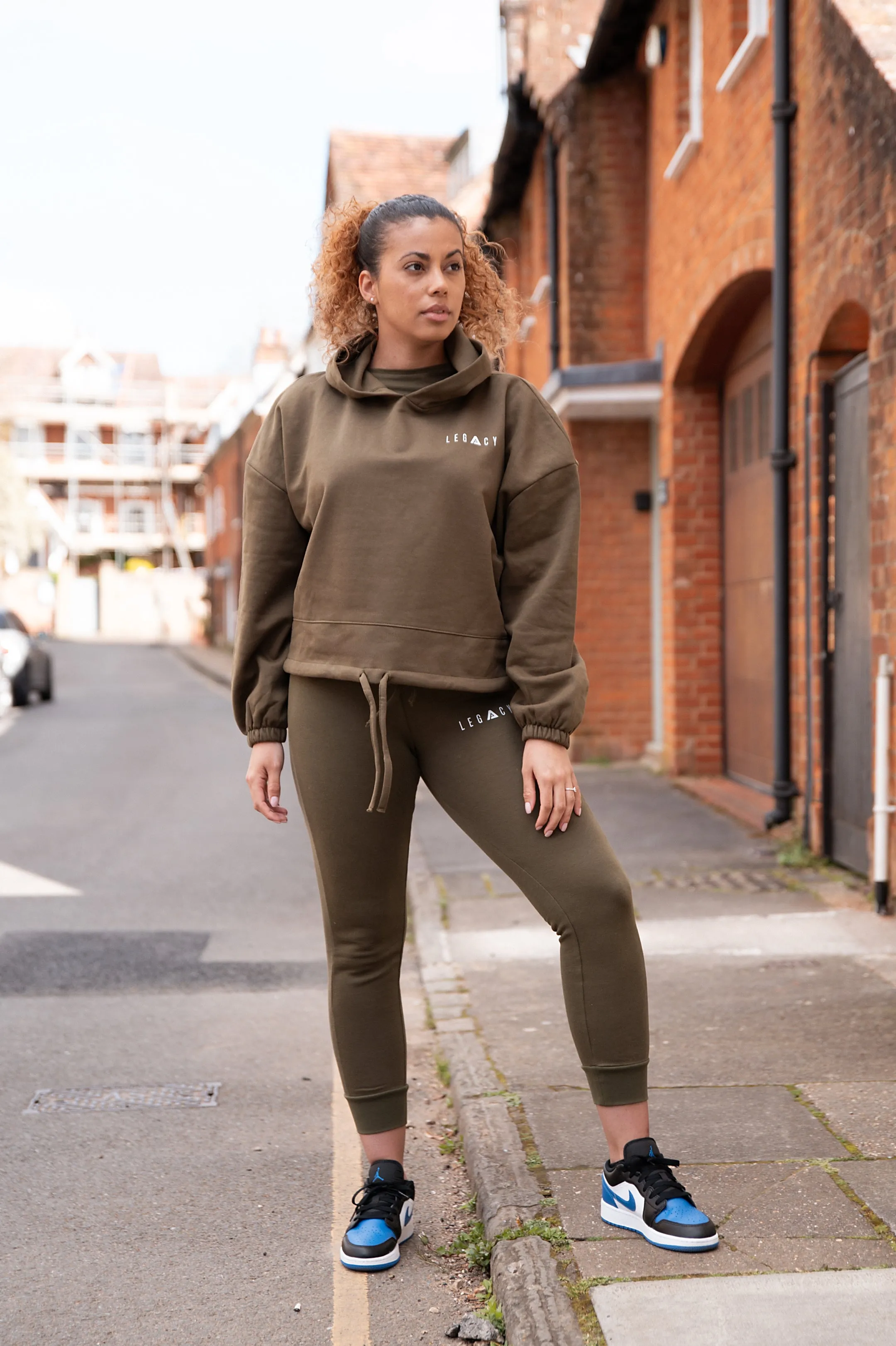 Better Never Stops Cropped Oversized Hoodie Olive