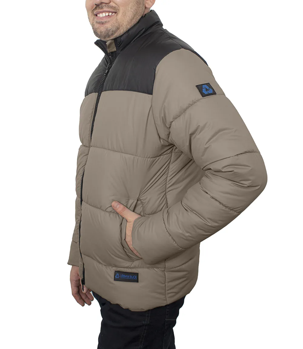 Black and Beige Puffer Jacket Mens