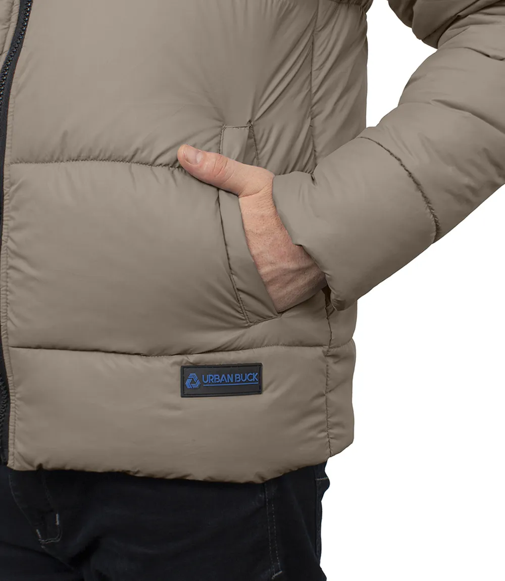 Black and Beige Puffer Jacket Mens