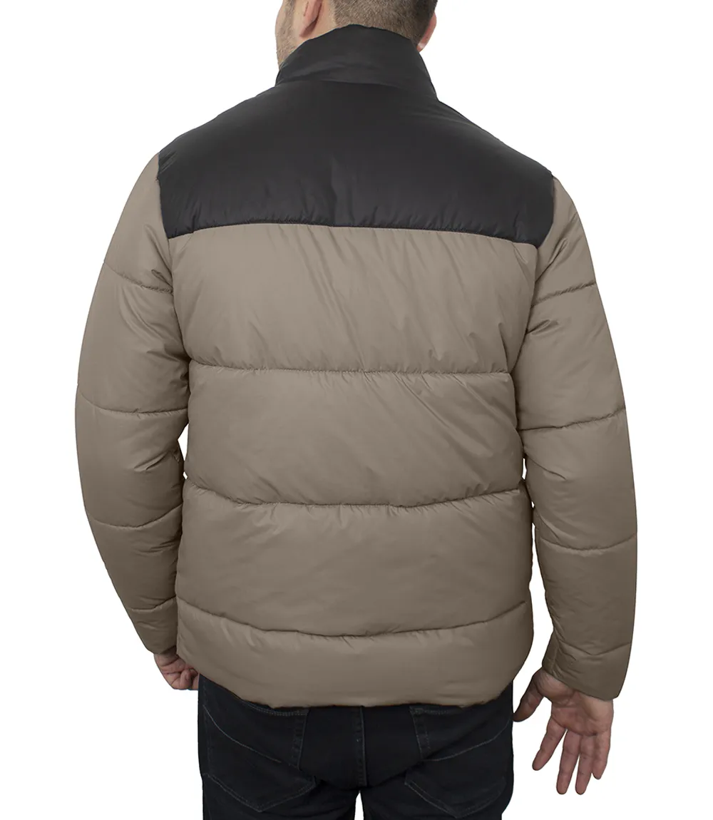 Black and Beige Puffer Jacket Mens