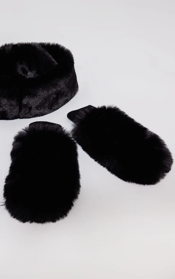 Black Faux Fur Mittens | Accessories