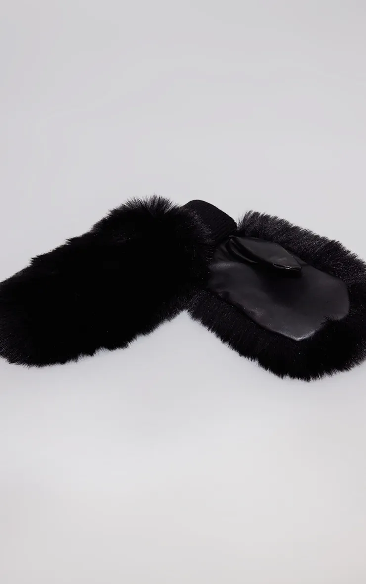 Black Faux Fur Mittens | Accessories