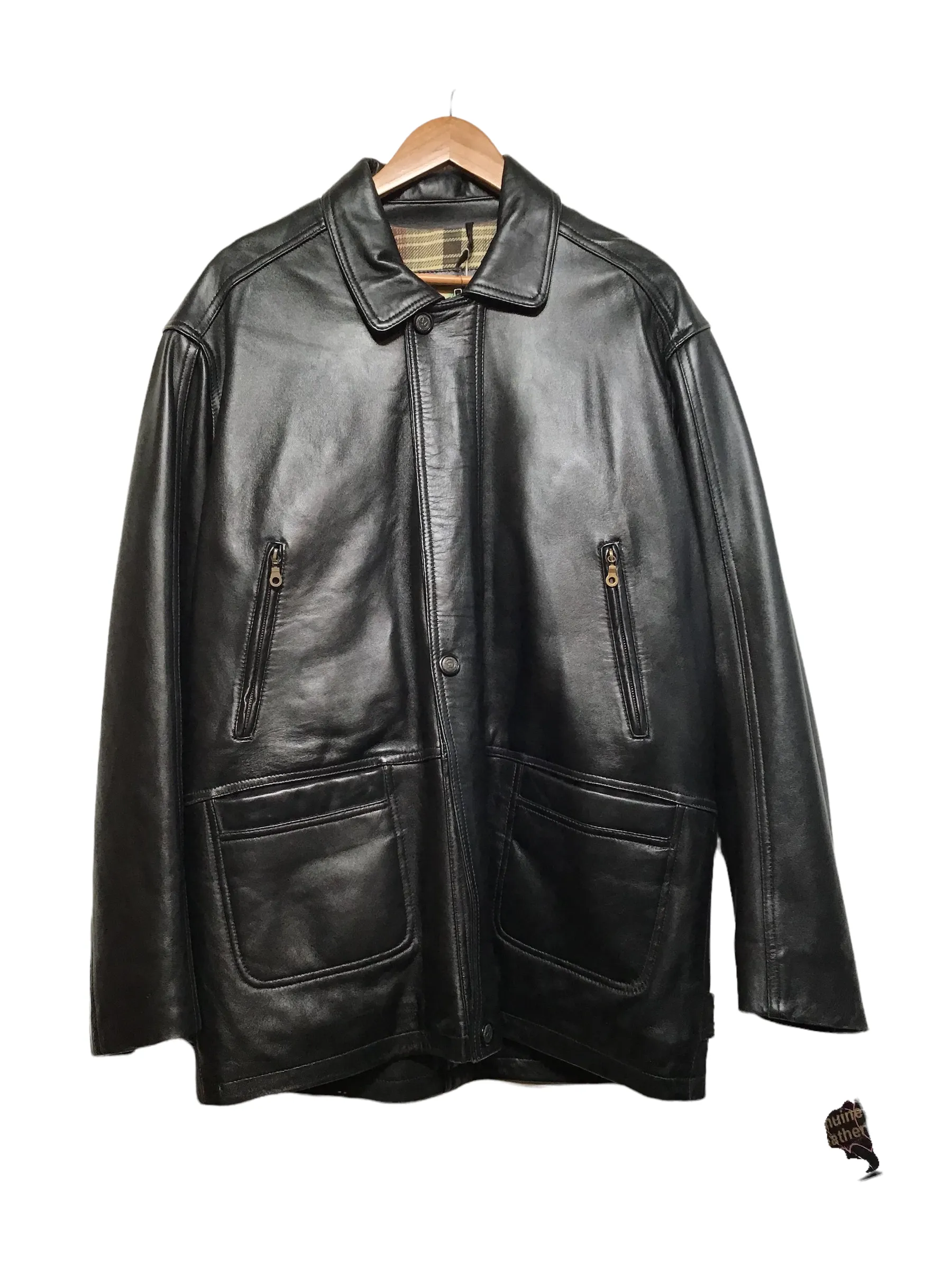 Black Leather Coat (Size XL)