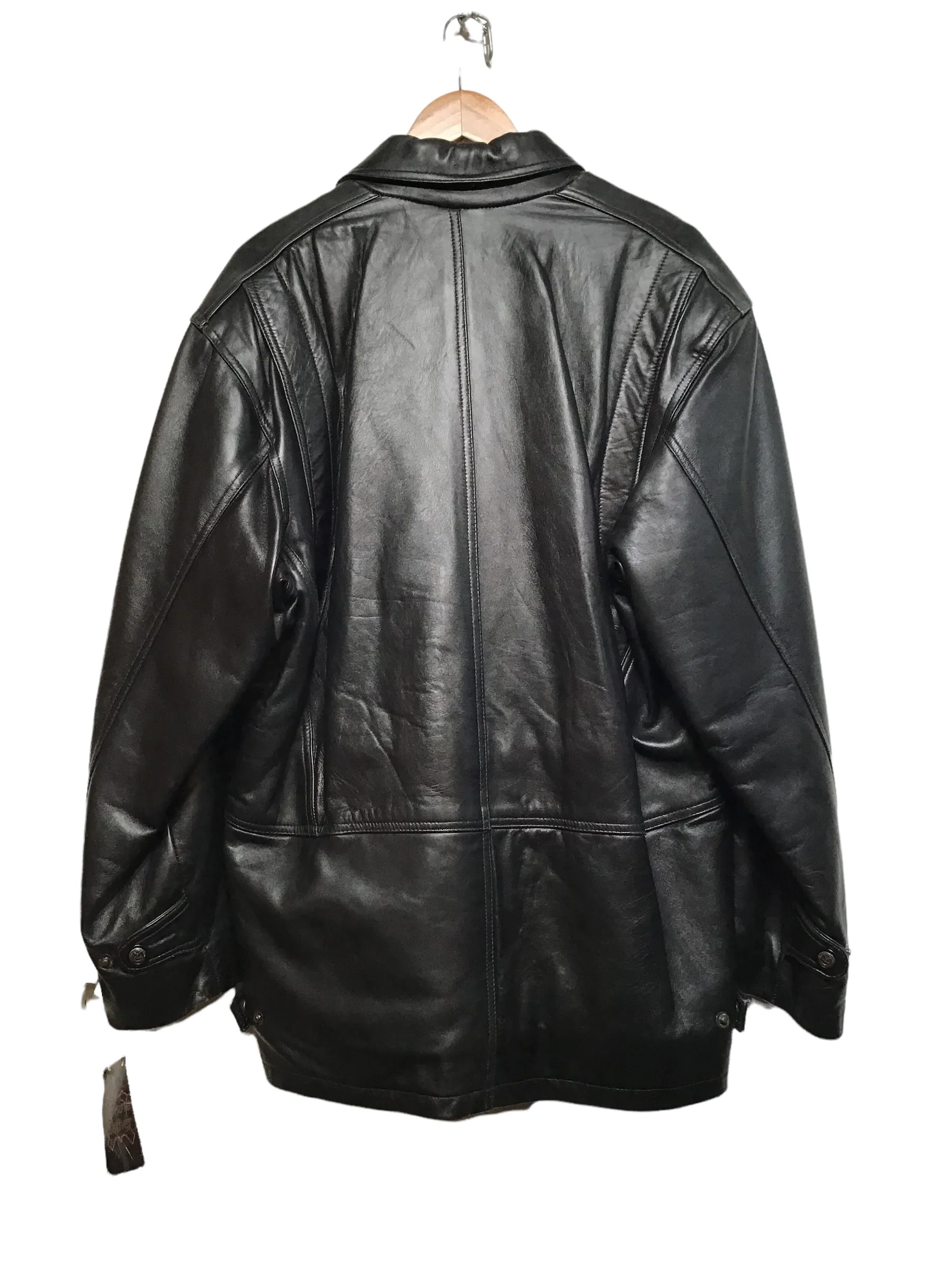 Black Leather Coat (Size XL)