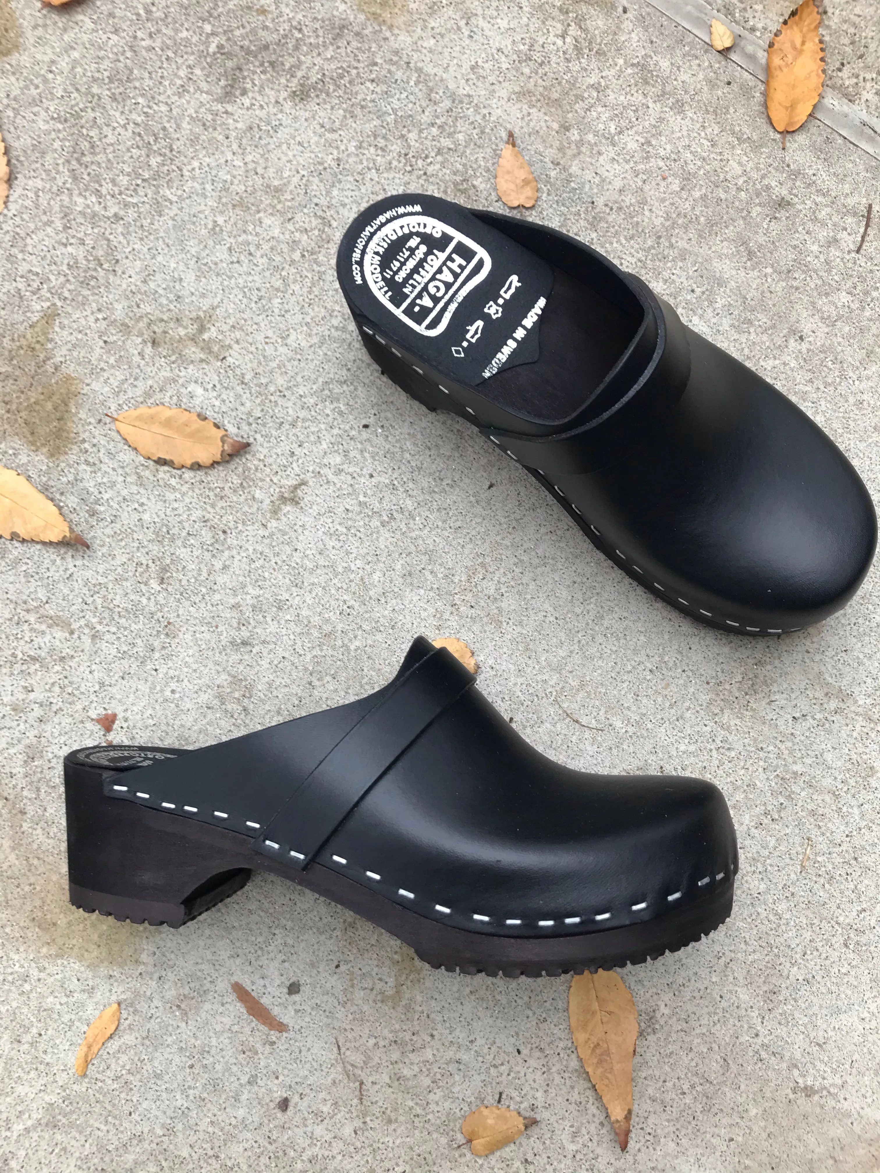 Black Swedish Clogs