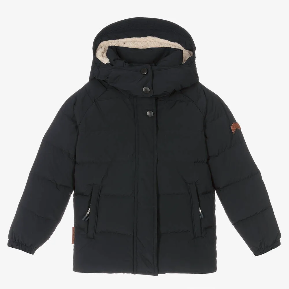 Blue Down Padded Puffer Coat