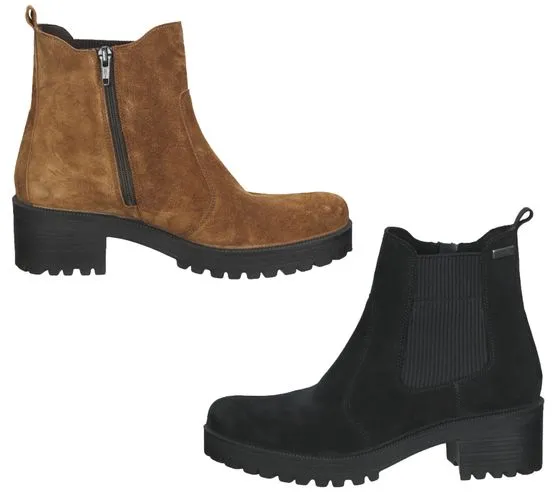 botines bama zapatos de mujer de piel auténtica botas chelsea repelentes al agua con bama-tex 10850 marrón o negro