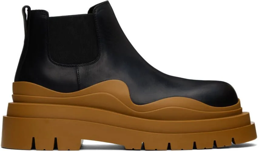 Bottega Veneta Black & Brown Tire Chelsea Boot