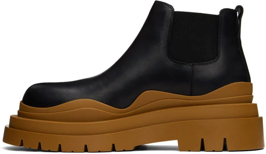 Bottega Veneta Black & Brown Tire Chelsea Boot