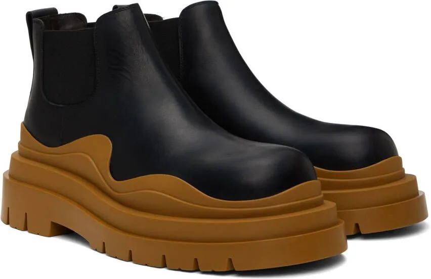 Bottega Veneta Black & Brown Tire Chelsea Boot