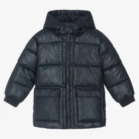 Boys Blue Hooded Puffer Coat