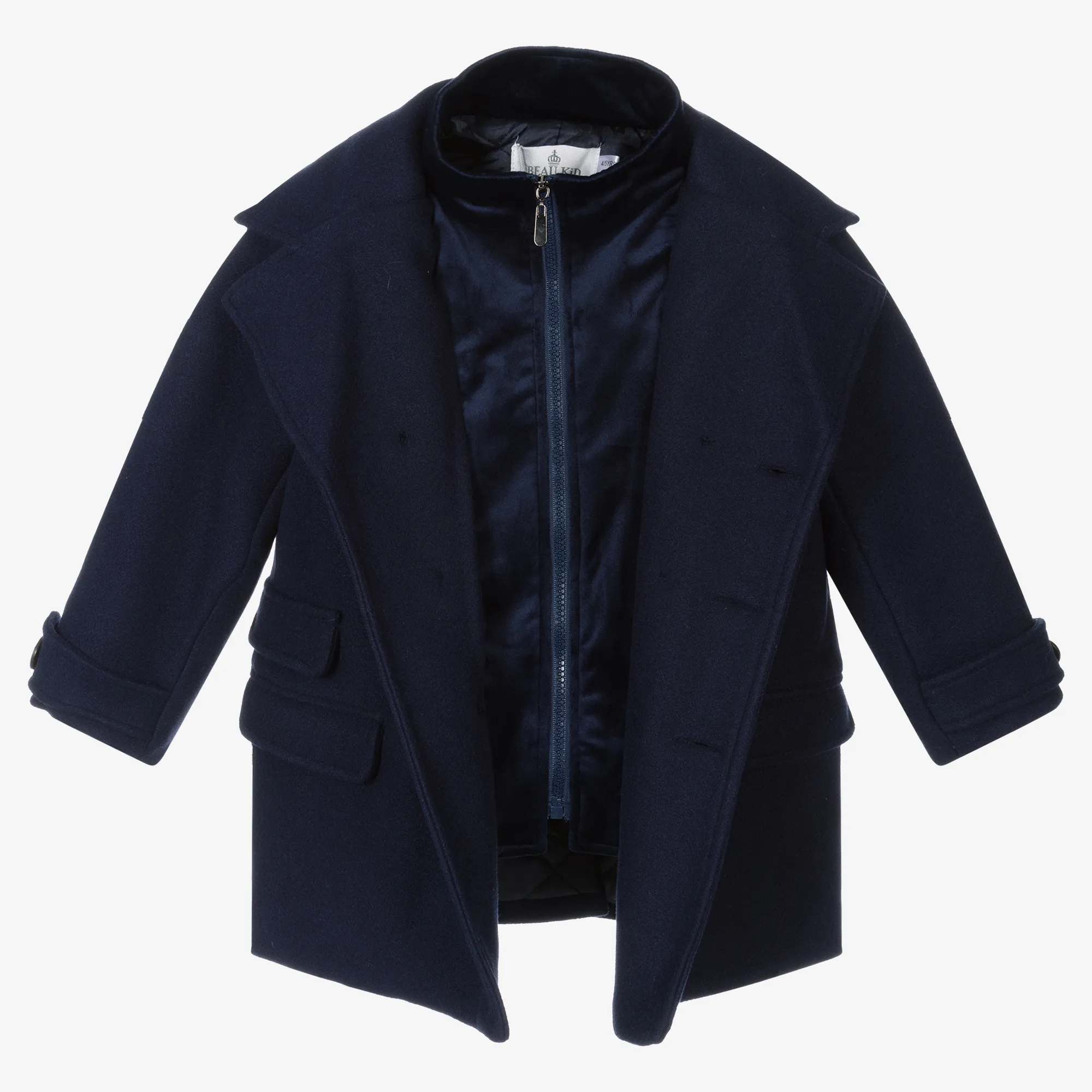 Boys Navy Blue Coat & Hat Set