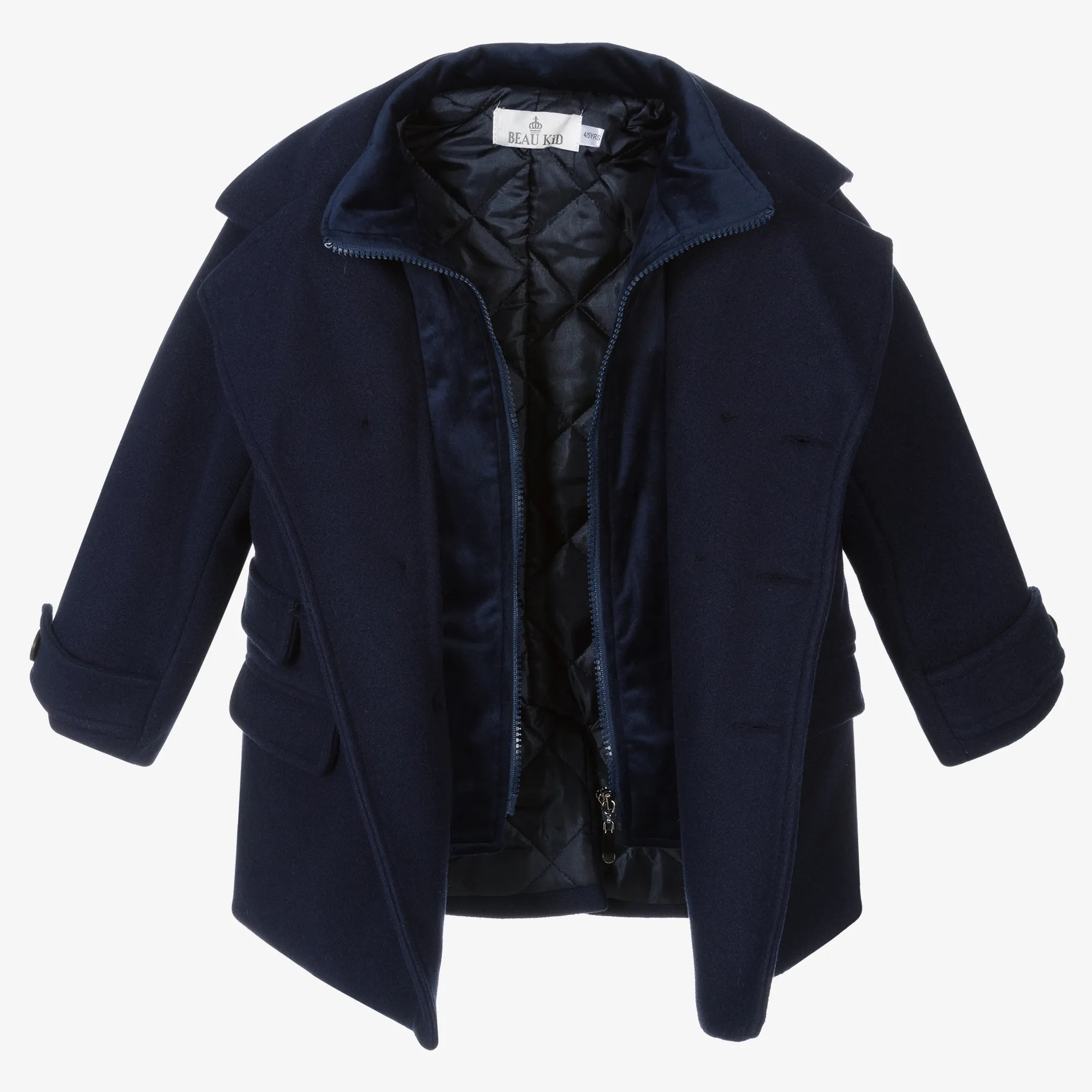 Boys Navy Blue Coat & Hat Set