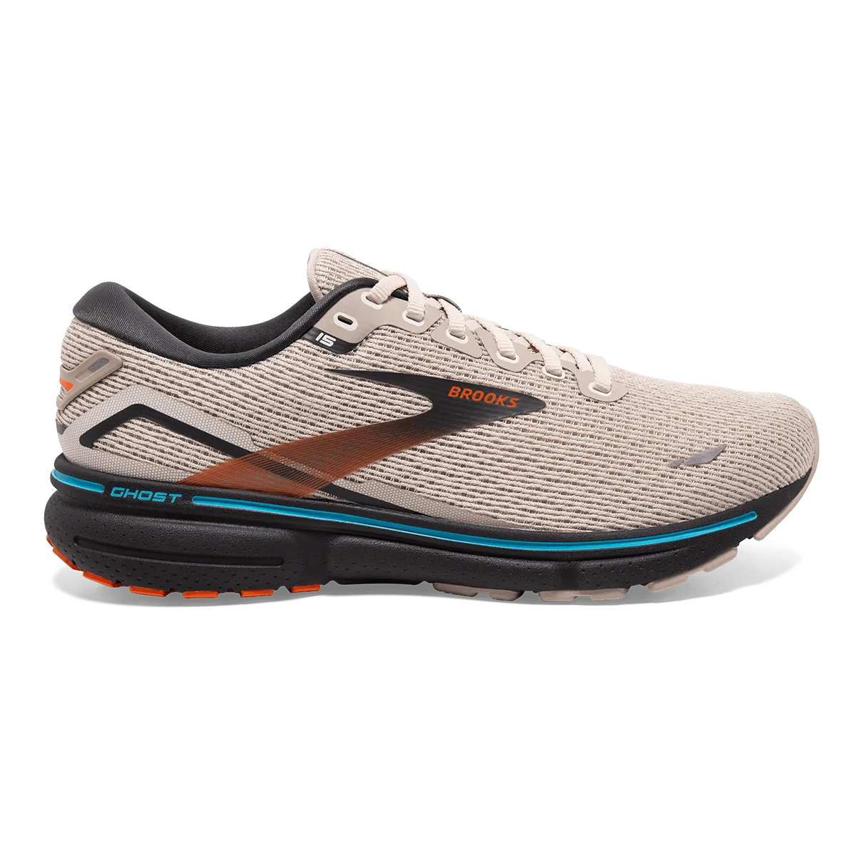 Brooks Ghost 15 - White Sand - Red Orange - Blue