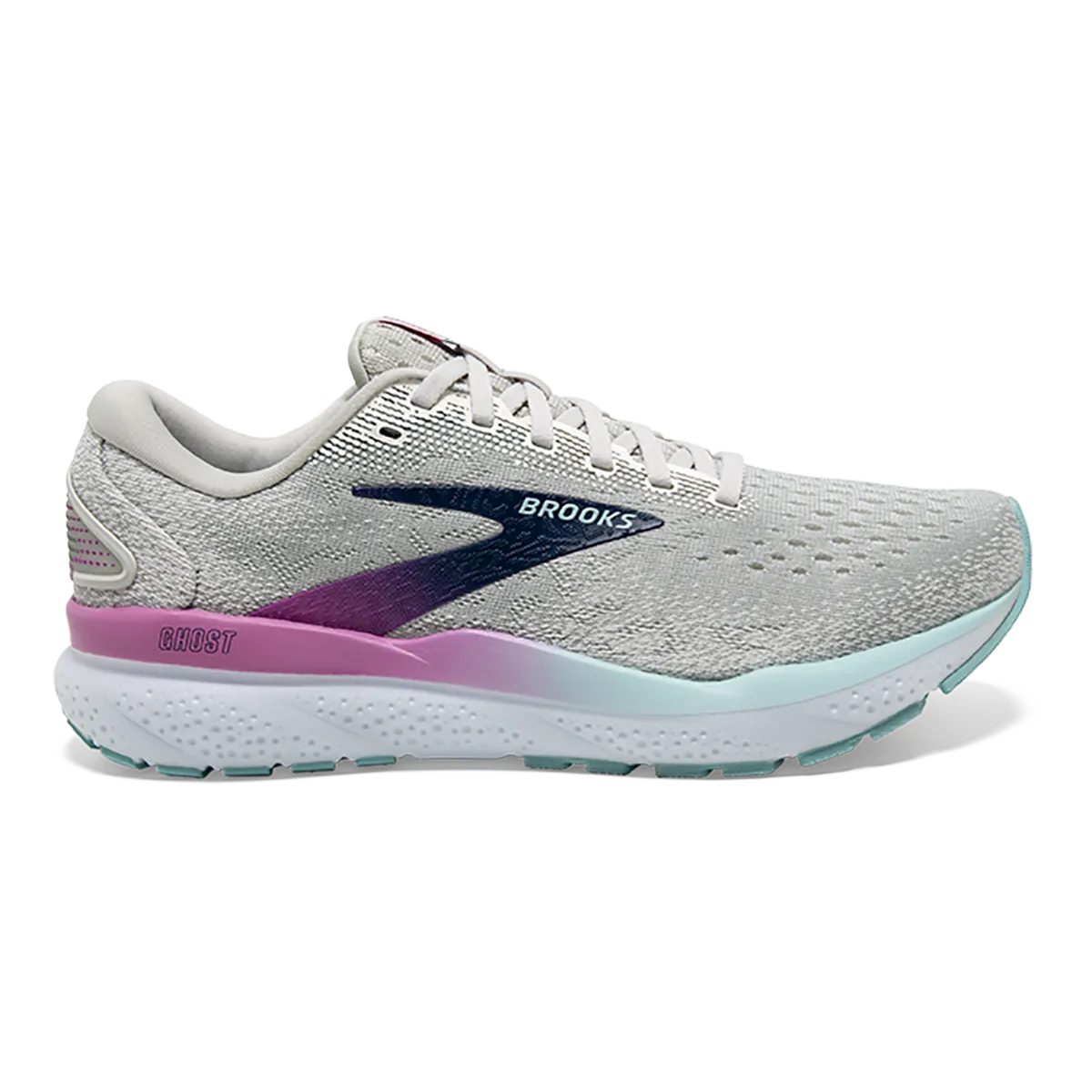 Brooks Ghost 16 - White - Grey - Estate Blue