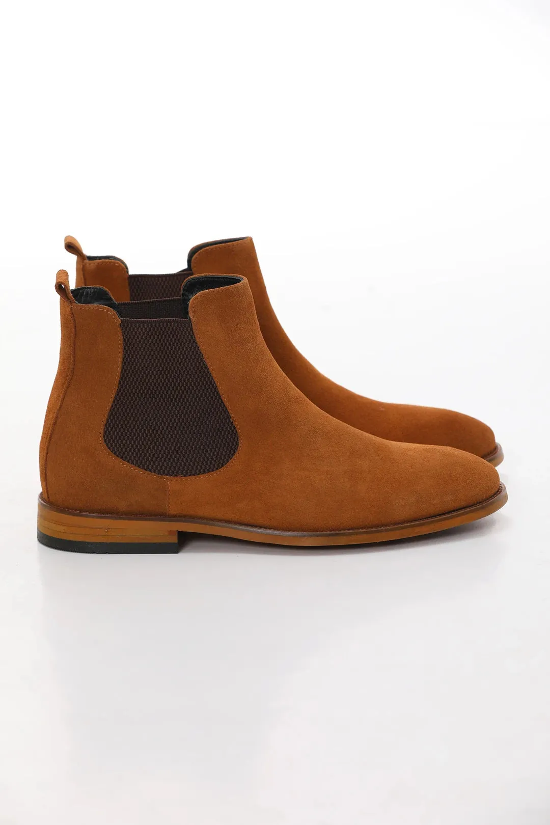 Brown Suede Chelsea Boots.