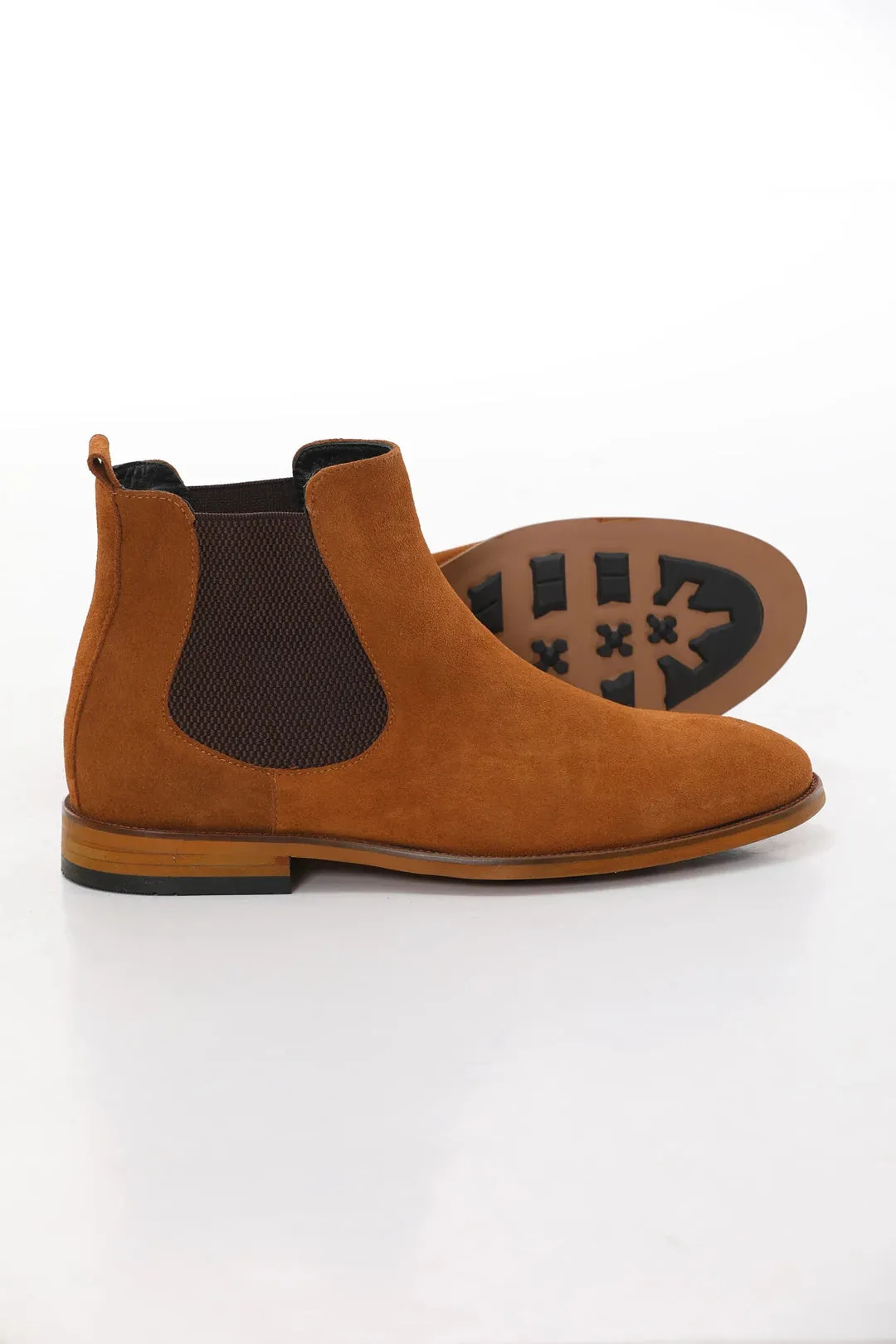 Brown Suede Chelsea Boots.