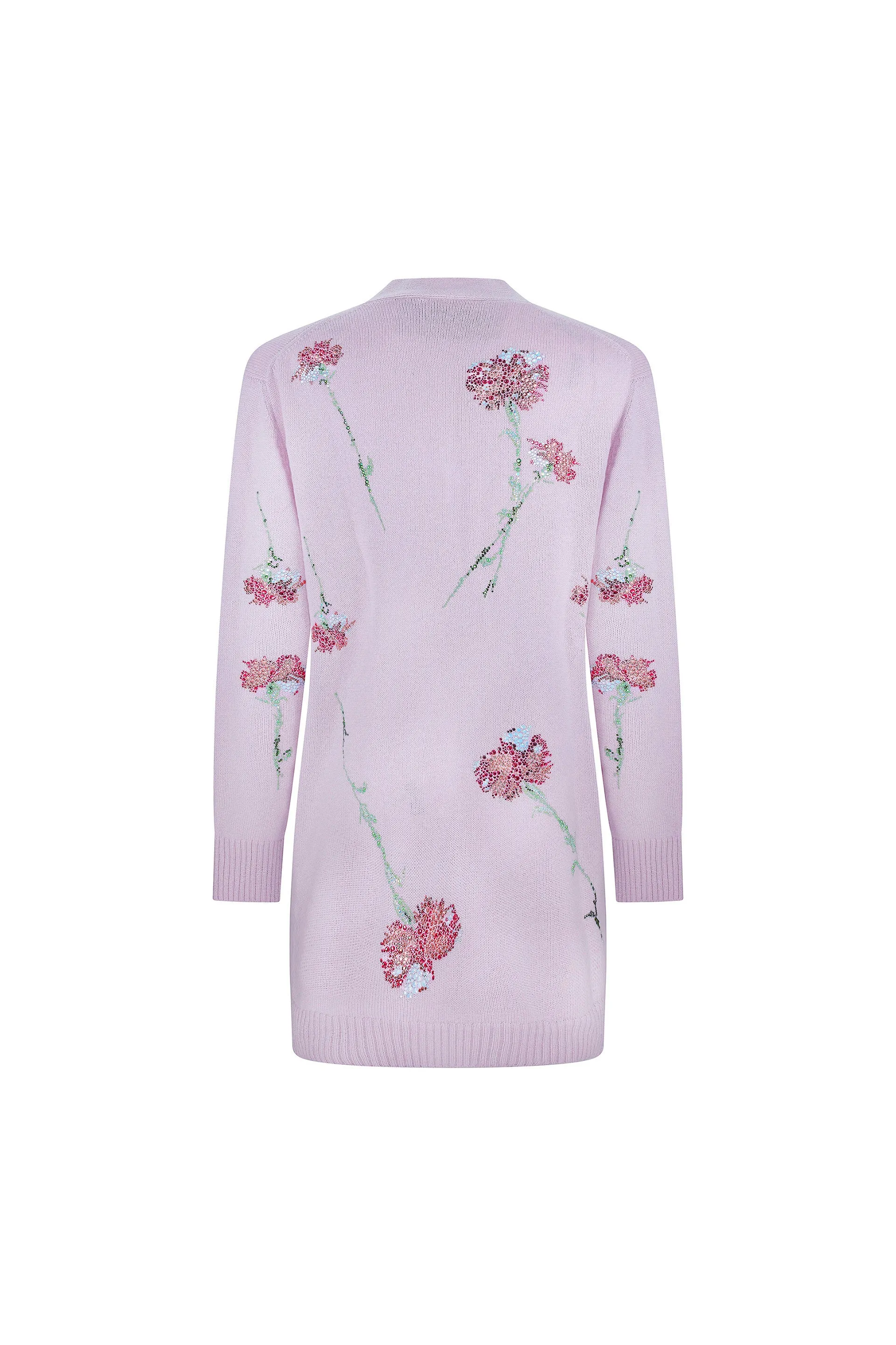 'CECIL BEATON PINK CARNATION' LILAC OVERSIZED CARDIGAN