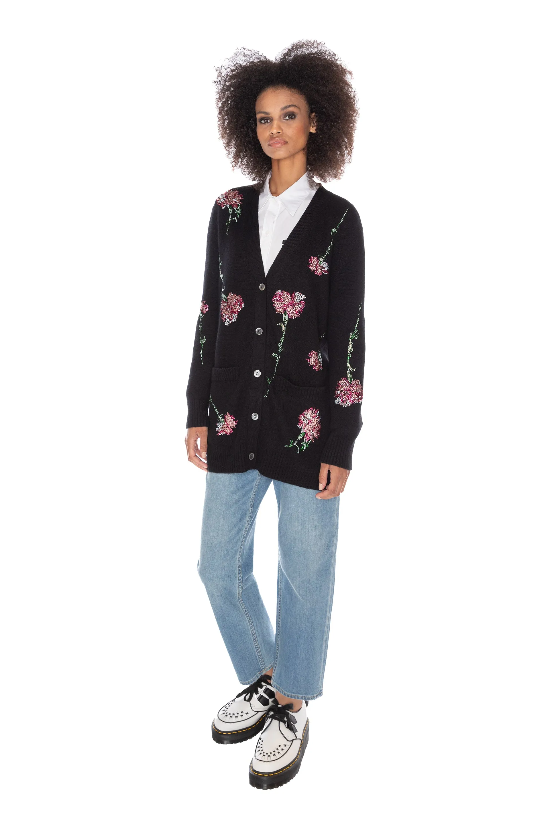 'CECIL BEATON PINK CARNATION' OVERSIZED CARDIGAN