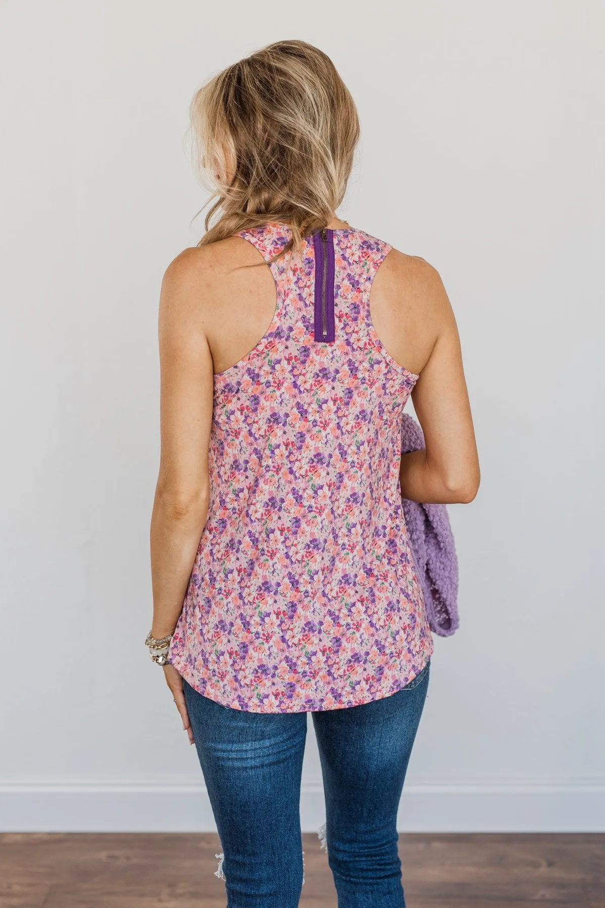 Center Of Attention Floral Tank Top- Pink