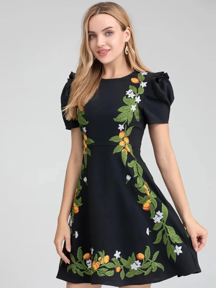 Chelsea Floral Embroidery Fashion Vintage Party Mini Dress