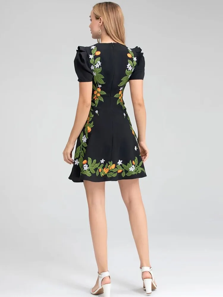 Chelsea Floral Embroidery Fashion Vintage Party Mini Dress