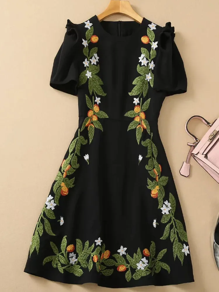 Chelsea Floral Embroidery Fashion Vintage Party Mini Dress