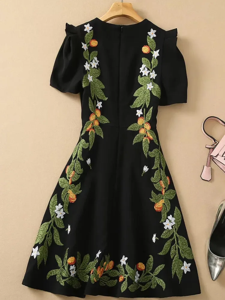 Chelsea Floral Embroidery Fashion Vintage Party Mini Dress