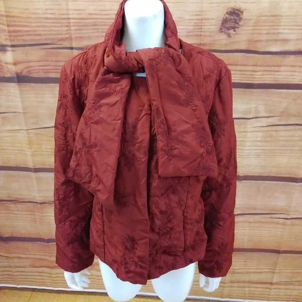 COLDWATER CREEK RED EMBROIDERED QUILTED COAT SIZE 16 TCC