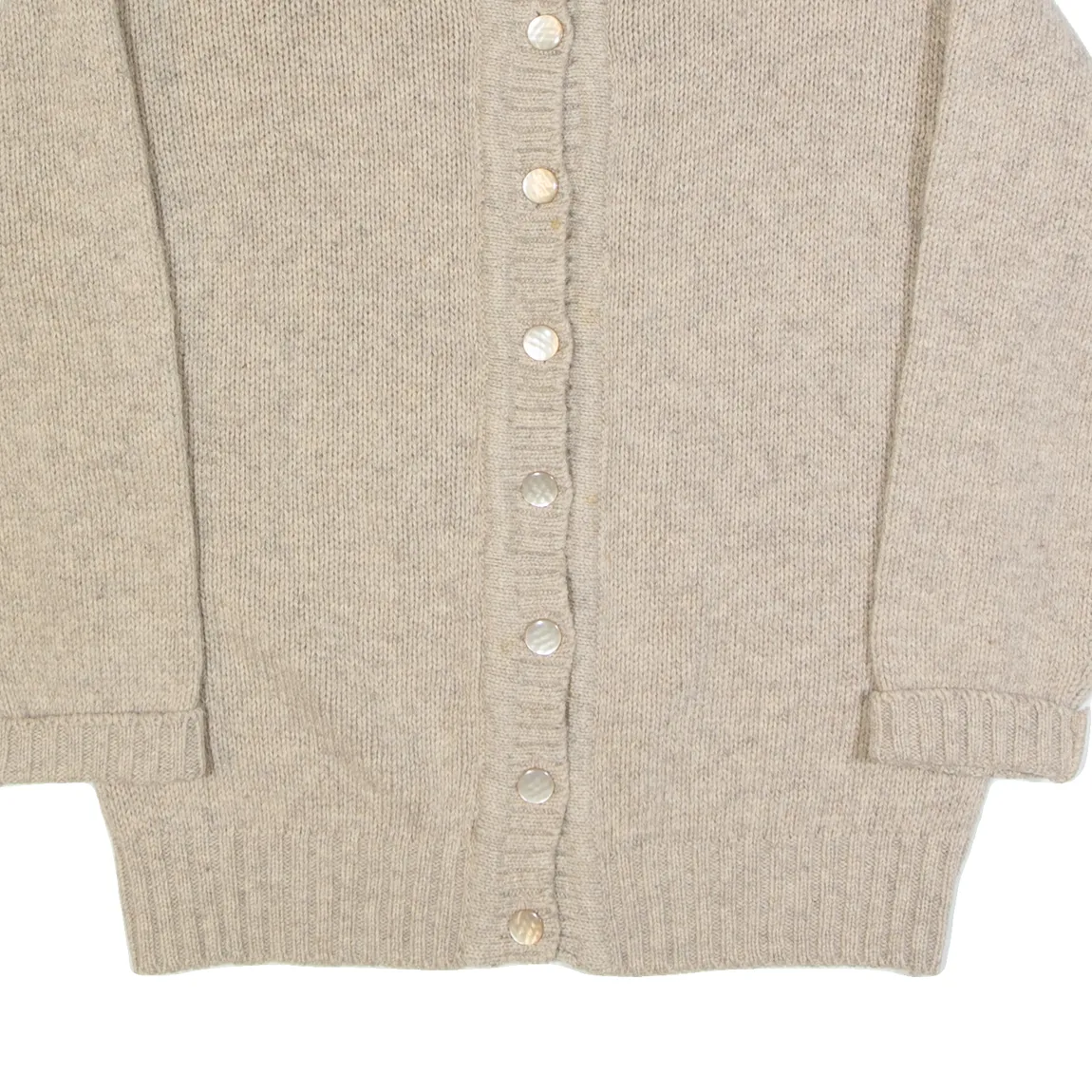 COUNTRY COLLECTION Womens Cardigan Beige Chunky Knit Wool M